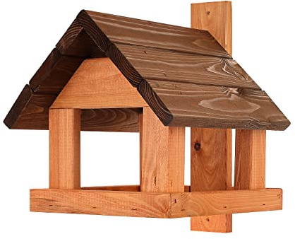 Vogelhäuschen aus Holz,Vogelhaus Wetterfestes Vogelhäuschen für Garten, Balkon, Zaun (Braun+ Erle)