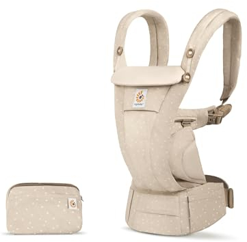 Ergobaby Omni Dream Babytrage für Neugeborene ab Geburt bis 20kg, 4 Positionen SoftTouch Cotton Ergonomische Babybauchtrage Rückentrage Baby-Tragetasche, Natural Dots