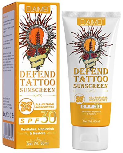 Tattoo Sunscreen -Tattoo care cream, SPF 30+ for Tattoo Sun Protection Hydrates New Tattoos -Natural Ingredients-100% Vegan Tattoo Cream