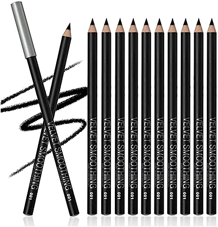 12 pezzi Kajal Set – Matite per kayal nere intense per linee opache e chiare, matita per occhi neri, Black Eyeliner Pencil Set