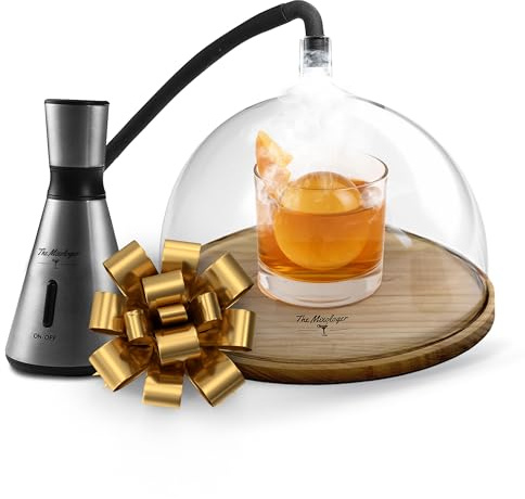 The Mixologer Cocktail Smoker Kit – Whiskey Smoker Glass Dome Infuser for Old Fashioned – Crafty Mixologist Smoking Kit with Torch, Wood Plate & Flavored Chips – Smoker for Drinks