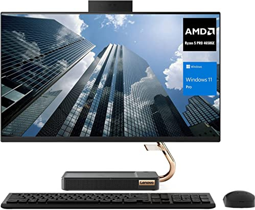 Lenovo Ideacentre A540 Business All-in-One Desktop, 23.8 FHD Screen, AMD Ryzen 5 Pro 4650GE, 16GB RAM, 1TB SSD, Webcam, HDMI, Wi-Fi, Wireless Keyboard & Mouse, Windows 11 Pro, Black