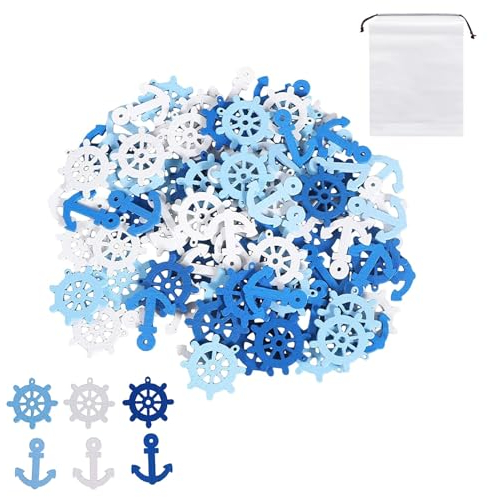 Bavooty Anker Und Steuerrad Verschönerungen,VerschöNerungen Deko,Anker Aus Holz Deko,Holz Anker Streudeko Schiffsanker,Holz Anker Dekor Schiff Ruderdekor Holz Schiff Rad,Holz Anker Schiff,25mm,150pcs