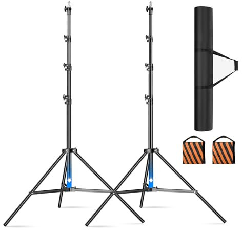 Soonpho 2-Pack Pro Light Stands 10 Feet/3 Meters for Photography lighting kit Aluminum Alloy Heavy Duty Spring Cushioned Stand with Sandbags for Video Light Strobe,Reflector,Softbox