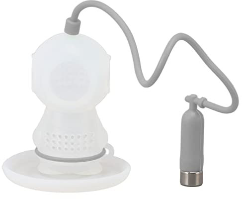 Silikon-Tee-Ei, Filter Für Lose Teeblätter, Silikon-Teesieb, Niedliches Tee-Ei in Taucherform Mit Kette Und Abtropfschale Für Zuhause(grau)