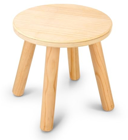 WINGYZ Wooden Step Stools for Kids, 10 Inch Solid Kids Chairs Perfect Matched Sensory Table, Multi-Purpose Children Sitting Stool for Playroom Bathroom (Natural, 1 Pack)
