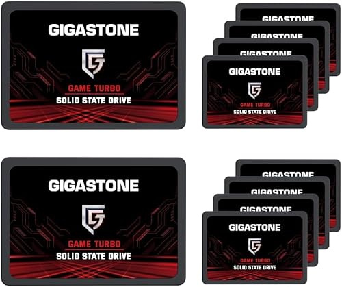 Gigastone SATA SSD 256GB (10er Pack) 2,5 Zoll 3D NAND Bis zu 520MB/s interne SSD SATA III SSD Festplatte Kompatibel mit Laptop und PC Desktop Festkörper-Laufwerk 2,5 SLC Cache Performance