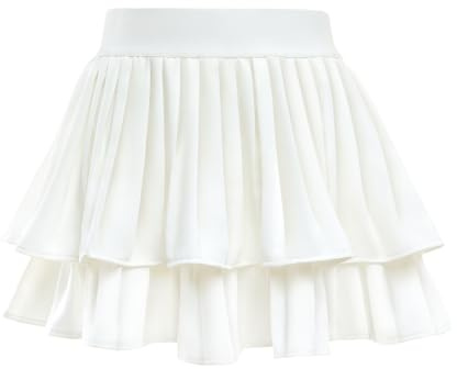 Comfyouth Mädchen Tennisrock mit Hose Zweilagiger Faltenrock mit 2 Tasche Hohe Taille Sportrock Hosenrock Kinder Lässig Sommerrock Schuluniform Minirock 5-13 Jahre für Golf Sport Cheerleading