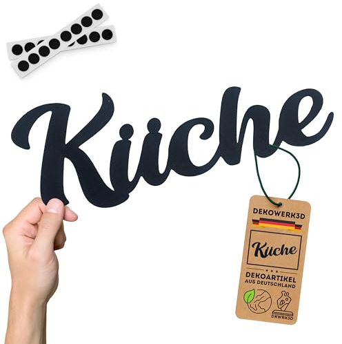 Küche Türschild - Küchenschild zum Kleben für die Tür - Küchendeko - Deko Schild - Dekoration Aufkleber - Schriftzug Schilder - Schrift - Sticker Klebend - Dekoration aus Kunststoff (L)