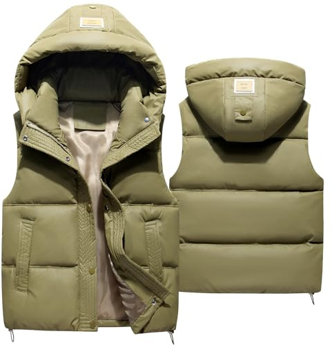 SEAUR Doudoune sans Manche Enfant Gilet Duvet à Capuche Léger Fille Garçon Manteau sans Manches Chaude Automne Hiver 140