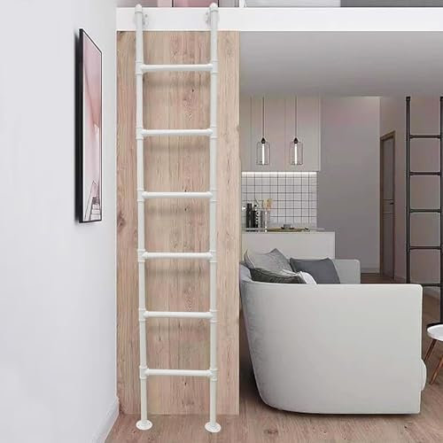 Junvstor Dachbodenleiter 100–300 cm, Mehrzweck-Ausstiegsleiter für Kellerfensterschacht, Feuerleiter mit Wandmontage, Kletterstufe für Dacharbeiten, Fensterreinigung, Etagenbettleiter(170cm/67in)