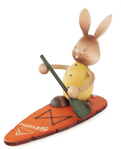 Rudolphs Schatzkiste Osterfigur Stupsi auf Stand up Board bunt Höhe 12cm NEU Surfbrett Osterhase Osterfigur Hoppel Meister Lampe Osterdeko Osterhasenfigur Ostern Korb Osterei Frühling Erzgebirge