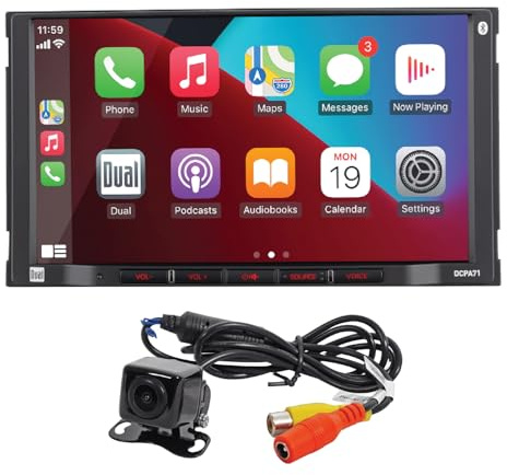 Dual Electronics DCPA71-BC 7-inch Certified Apple Carplay Android Auto | Double DIN Touchscreen Car Stereo Radio | Bluetooth Hands Free Calling & Music Streaming | Backup Camera Included