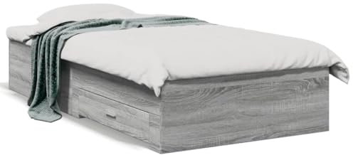 Buzaza Bettgestell mit Schubladen Bett Mit Stauraum Bettgestell Tagesbett Betten Bett Mit Schubladen Grau Sonoma 90x190 cm Holzwerkstoff - 3280438
