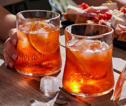Glass MaDe Coppia di bicchieri 100% riciclati realizzati dal recupero di bottiglie Aperol, il regalo ecologico perfetto ideale per cocktail e spritz Packaging ecosostenibile incluso