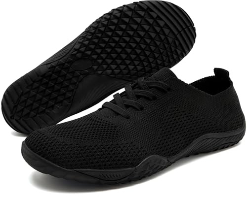 IVQDZL Barfußschuhe Damen Sneaker Slip in Hallenschuhe Laufschuhe Turnschuhe Joggingschuhe Traillaufschuhe Barefoot Shoes Women Sportschuhe Schwarz Größe 36 EU
