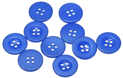 QUARKZMAN 10 Stück Harz Knöpfe Blau Nähknöpfe 20mm Runde Bastelknöpfe Buttons zum Annähen Flach 4-Loch Ersatzknöpfe für Nähen Hemd Kleidung Blusen DIY Handwerk Scrapbooking Dekorieren