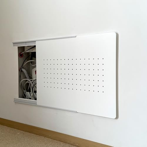 Stromkasten Verkleidung Schiebeabdeckung für Schalttafeln mit Selbstklebender Schiene, Extra Dünne Abdeckung für Stromzählerkästen, Dekorative Wand, Abdeckung für Sicherungskästen im Schlafzimmer(Whit