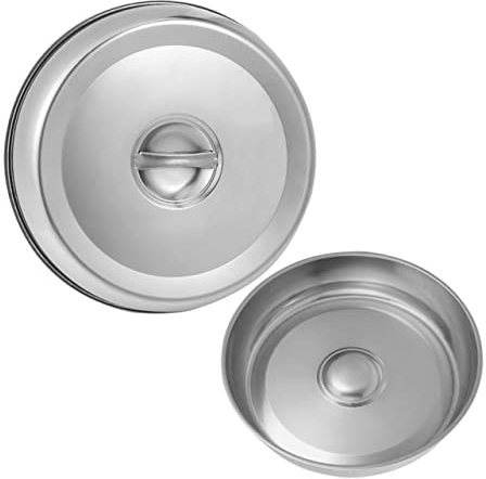 NAMOARLY 2pcs 20cm Stainless Steel Steak Lid and Oilproof Food Cover Kitchen Dish Protector for Home Cooking and Hotel Use