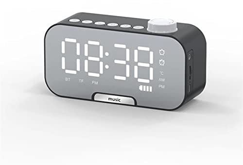 TAIBOSL Wecker, Wecker, kabellos, Bluetooth-Lautsprecher, tragbarer Spiegel-Wecker, HiFi-Unterstützung, TF-Karte, Tischuhr (schwarz)