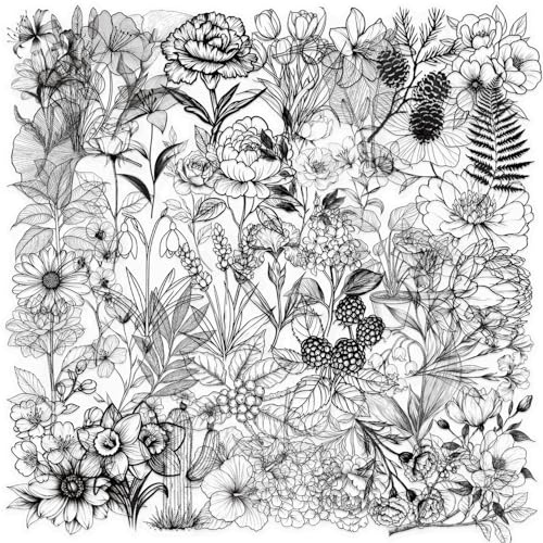 Transparent Black and White Plants Stickers 50Pcs Waterproof Cute Flower Sticker for Laptop Water Bottle Luggage Skateboard Scrapbook Helmet Bike Car,Vinyl Funny Trendy Floral Sticker for Teens Girl