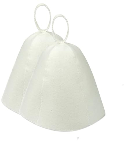 2PCS Sauna Hat,Ergonomi Felted Sauna Cap for Women and Men,Steam Bath Hat Room Accessories Felt Heat Dry Headrest,Steam Room Essential Parts,Simple Natural Stylish Appearance (White)