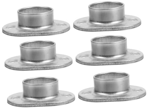 Vaguelly Supporto Flangia Tubo Tondo 48mm in Acciaio Zincato 6 Pezzi Base per Ringhiera Esterna Connessione Stabile e Rinforzo della Struttura