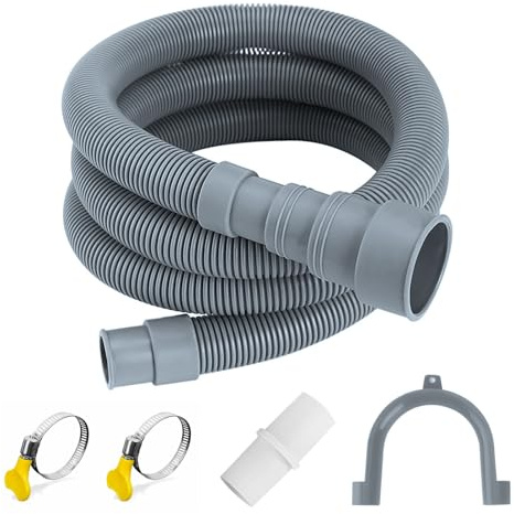 Waschmaschinenschlauch Verlängerung, 1M/1.5M/2M/3M/4M/5M Ablaufschlauch Waschmaschine, Abwasserschlauch Wohnwagen Inkl Schlauchverbinder und Schlauchschellen für Waschmaschine Geschirrspüler(4M)