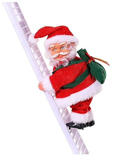 Toddmomy Elektrische Kletterleiter Weihnachtsmann Mit Musik Plüschspielzeug Für Weihnachtsdekoration Automatisches Klettern Fröhliche Atmosphäre Für Feiertage
