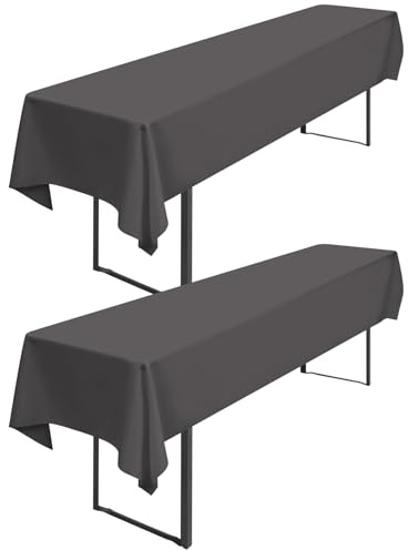 Pesonlook 2 Stück Dunkelgraue Biertisch Tischdecke Dick 200GSM,250 x 100 cm | Tischdecke Bierzeltgarnitur Universal für 50 cm und 70 cm Biertisch, Waschbar Rechteckige Tischdecke für Partys im Freien
