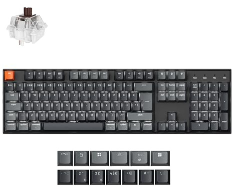 Keychron K10 QMK Full Size Customized Wireless Bluetooth/Wired Mechanical Keyboard, Programmable Macro, White LED Backlight, Super Brown Switch for Mac/Windows/Linux(Version 2) - UK Layout
