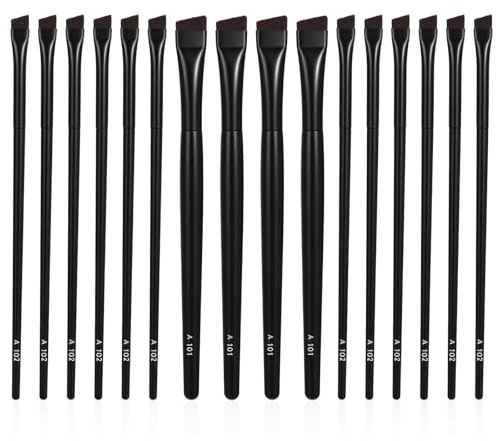 WLLHYF 16 Pcs Eyeliner Brush Eyebrow Tint Brushes Brow Brushes Set Flat Fine Eyebrow Brush Angled Ultra Thin Slanted Makeup-Brushes Eyeshadow-Brush Applicator