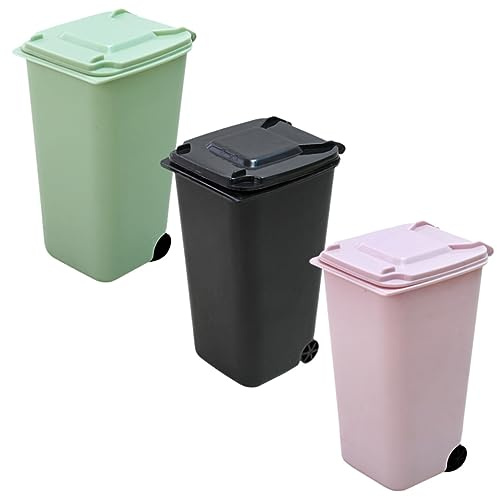 Mini Poubelle de Bureau 3 Pièces en PP Couvercle, Grosse Capacité | Multi-usage, Anti-odeurs, pour Toilettes et Chambre, pour Petits Objets et Déchets