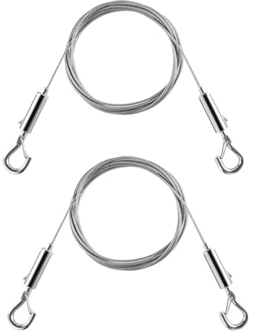 2 Pcs 2m x 1.5mm Picture Hanging Steel Wire Heavy Duty Kit, Mirror Hanging Stainless Steel Wire Rope Adjustable with Hooks for Mirrors Lamps Curtains Flower Baskets, Hold 30 KG