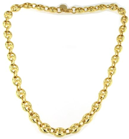 Halskette Kaffeebohnenkette 18kt vergoldet 8mm Länge 80cm, Herren-Kette Goldkette Damen Geschenk Schmuck ab Fabrik Tendenze-Italy