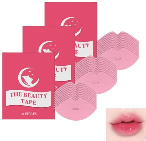 Kollagen lippenmaske, Rosa Pflaster für Die Nächtliche Lippenpflege und Entlastung der Kieferpartie, Lippen-Schlafmaske, Beauty-Sleep-Mundtape, Sanfte Feuchtigkeitspflege (3)