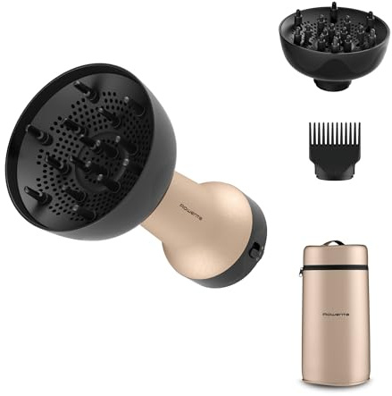 Rowenta Curl Harmony, Difusor de aire caliente, 3 en 1, Para cabellos rizado, Diseño ergonómico, 3 accesorios y neceser difusor de aire caliente CV7D30E0