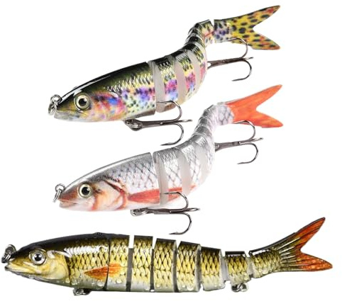 Kunstköder für Bar | 3 Stück Forellenköder, natürliches Schwimmen, tragbares Angelzubehör für leidenschaftliche Angler, See, Fluss, Meer