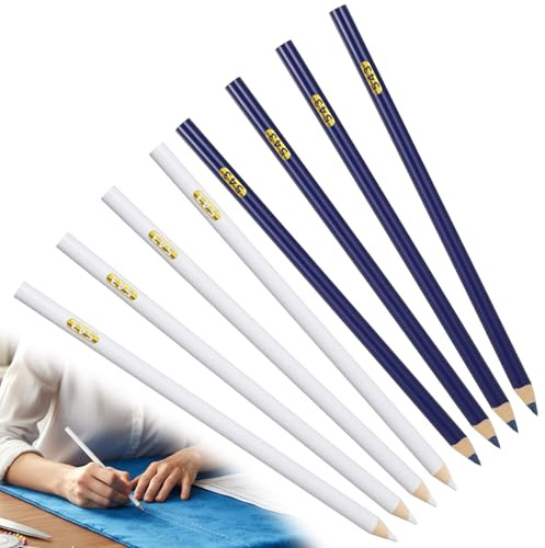 Quilax 8 gessetti da sarto, 2 colori, gesso da cucito, gesso per tessuto, pennarello in tessuto, pennarello per evidenziare diversi tessuti, pelle, artigianato (deve essere appuntito con un temperino)