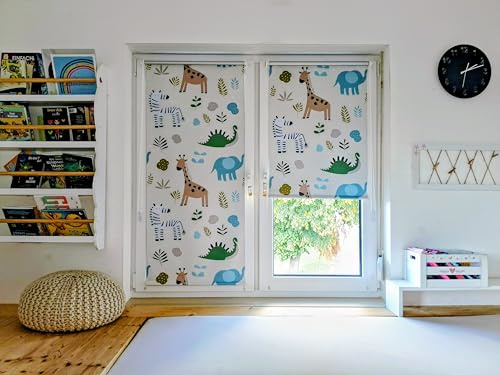 Seitenzugrollo Thermo Klemmfix-Rollo mit Motiv Zoo (B 105 x H 150)