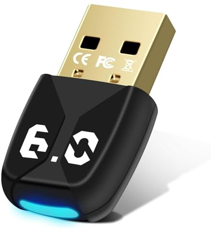 Adaptador Bluetooth 6.0 USB Dongle, adaptador Bluetooth PC para Windows 11/10/8.1, adaptador USB Bluetooth para hasta 5 dispositivos simultáneos, gran alcance, baja latencia