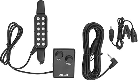 Pickup per chitarra, 12 fori, amplificatore professionale per chitarra acustica con regolatore del volume del microfono per chitarristi acustici, materiale ABS nero