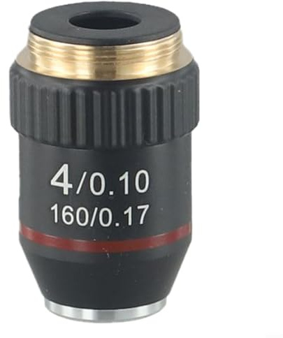 Svart 4X/20X/40X/60X/100X DIN 45mm Akromatiskt objektiv set för 160 mm biologiska mikroskop (4X)