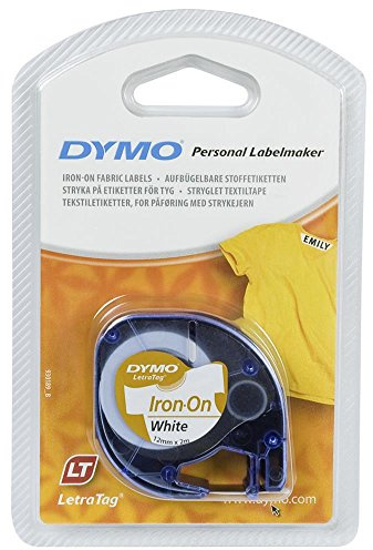 Dymo 930487 LetraTag-Band, aufbügelbares Band 12 mm x 2 m schwarz auf weiß