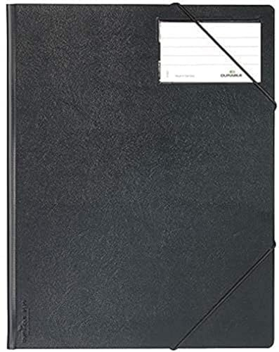 Durable Eckspannmappe A4 (für 1-150 Blatt DIN A4) schwarz, 232001 | Jurisklappe, 3 Klappen am Unterdeckel, fuer bis zu 150 Blatt, Visitenkartenfenster, 57 x 90 mm