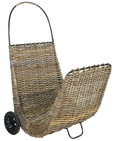 Carrito para leña con ruedas de poario gris