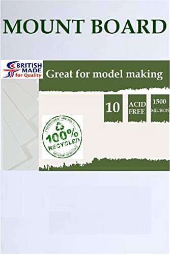 PROTECTAFILE White Mount Board -Backing Modelling -Sturdy Cardboard Sheets for Crafts and DIY Projects - Heavy Duty Chipboard Sheets (SRA1, Inches)
