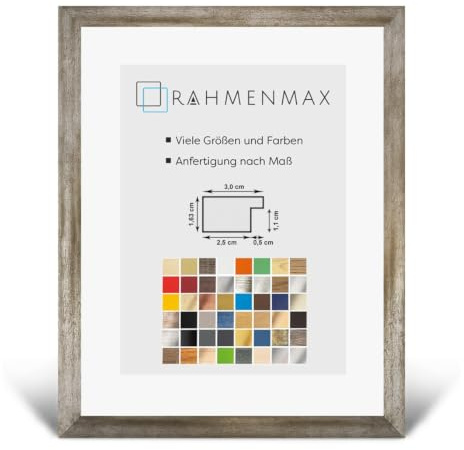Morena MDF Rahmen für Bild 48x64cm Vintage Metall mit Acrylglas | zum Aufhängen Hoch- und Querformat/Maßanfertigung möglich/Puzzle Rahmen/mit 1mm klarem Acrylglas
