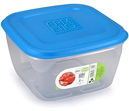GIO'STYLE Contenitore Ermetico per Alimenti - 2L - Made in Italy - Quadrato - Adatto a Frigorifero, Freezer, Microonde - Linea Ermetici