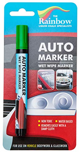 Window Markers for Glass Washable Car Window Paint Pen- Dry Erase Liquid Chalk Marker Car Decorations on All Surfaces, Tire, Windshield - Auto Marker, Autowriter, Rain Resistant (Green, Fine Tip)